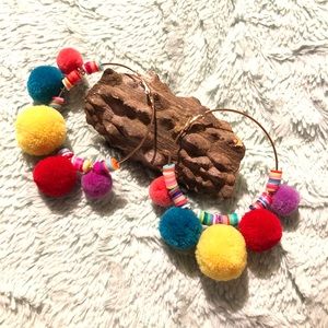 Colorful pom-pom earrings